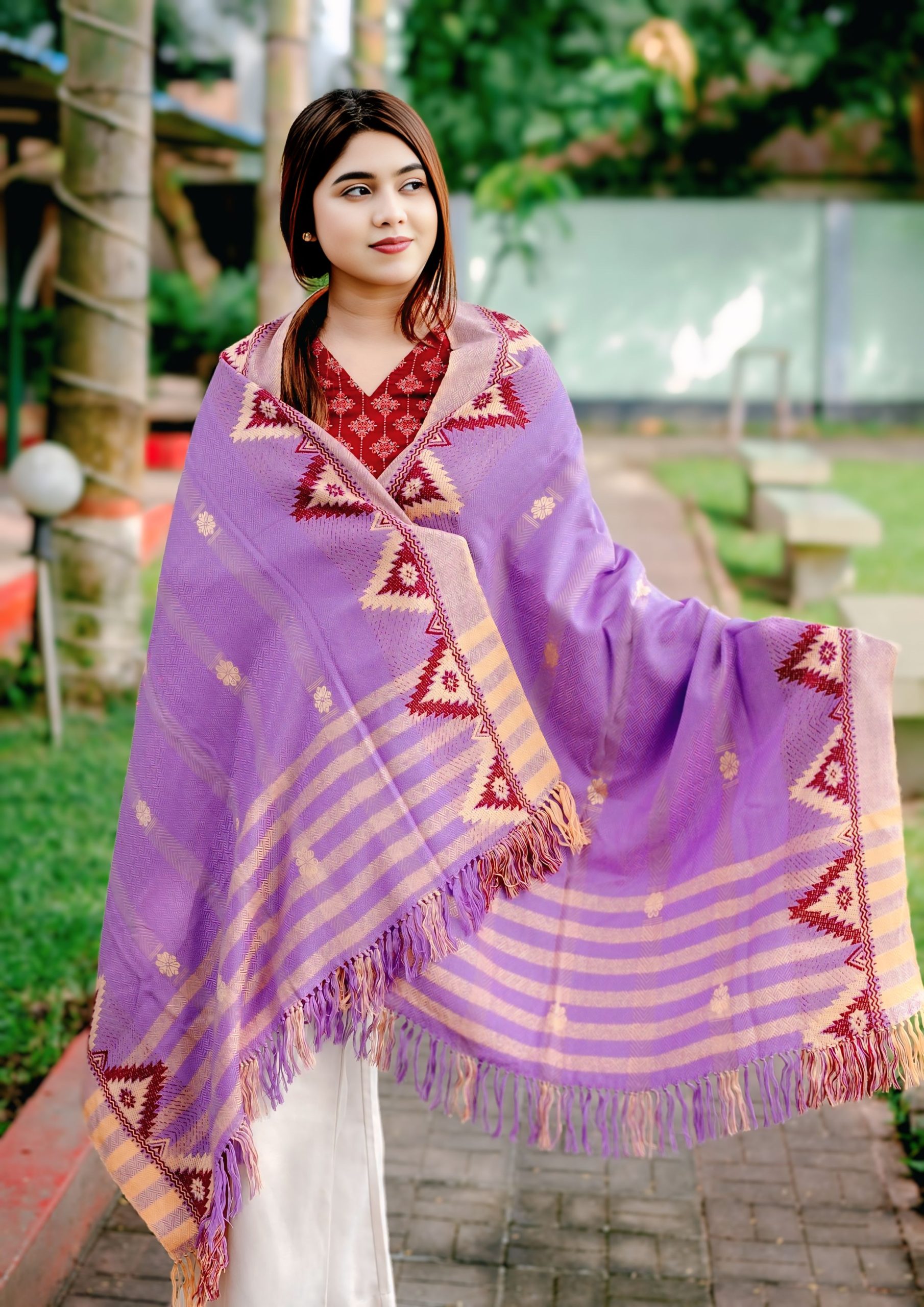 জামদানি শাল-ল্যাভেন্ডার কালার-